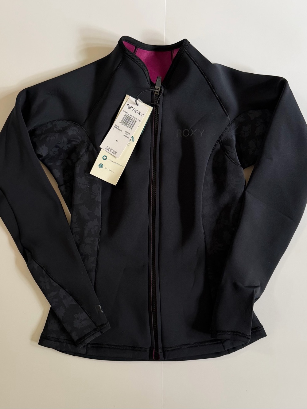 NEW women’s Roxy 1.0 swell jacket qlock top wetsuit black grey size 10
